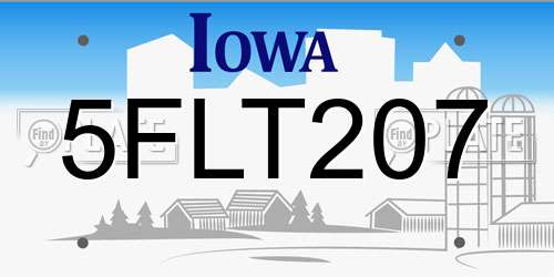 5FLT207 Iowa License Plate