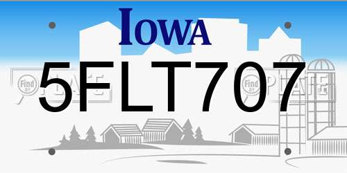 5FLT707 Iowa License Plate