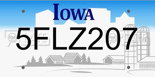 5FLZ207 Iowa License Plate