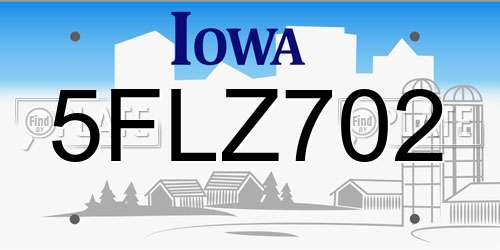 5FLZ702 Iowa License Plate