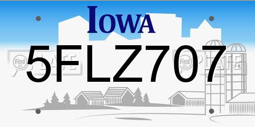 5FLZ707 Iowa License Plate