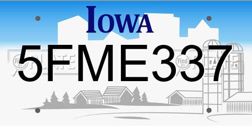 5FME337 Iowa License Plate
