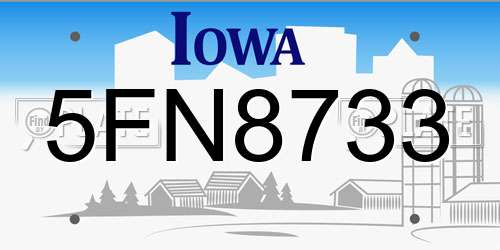 5FN8733 Iowa License Plate