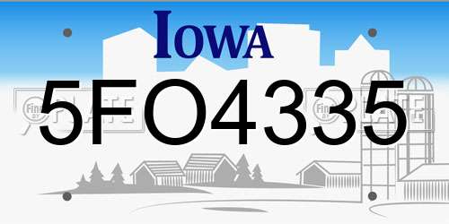 5FO4335 Iowa License Plate