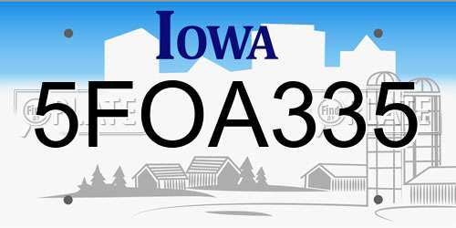 5FOA335 Iowa License Plate