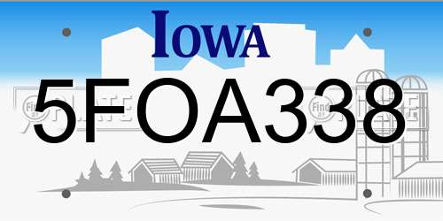 5FOA338 Iowa License Plate