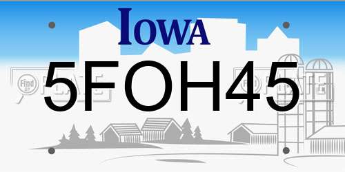 5FOH45 Iowa License Plate