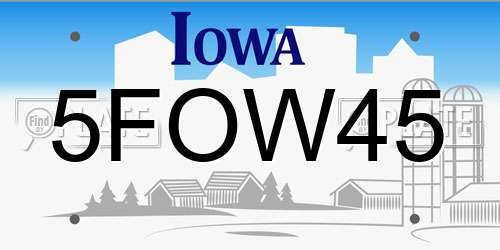 5FOW45 Iowa License Plate