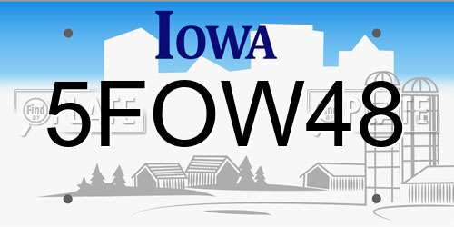 5FOW48 Iowa License Plate