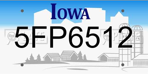 5FP6512 Iowa License Plate