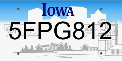 5FPG812 Iowa License Plate