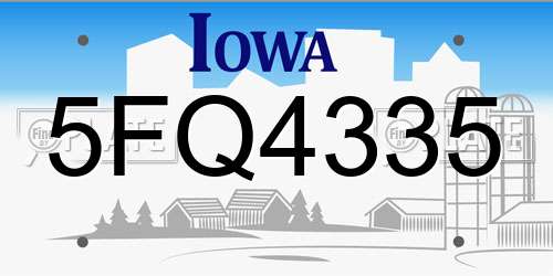 5FQ4335 Iowa License Plate