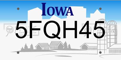 5FQH45 Iowa License Plate