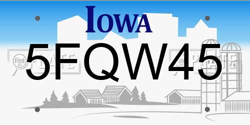 5FQW45 Iowa License Plate