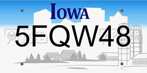 5FQW48 Iowa License Plate