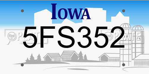 5FS352 Iowa License Plate