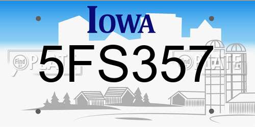 5FS357 Iowa License Plate