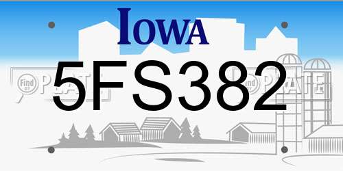 5FS382 Iowa License Plate