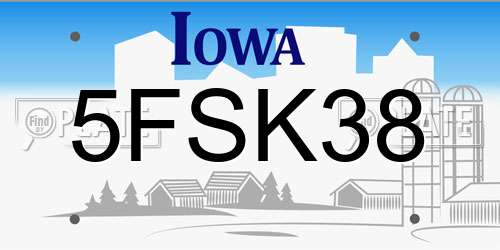 5FSK38 Iowa License Plate
