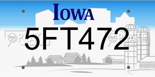 5FT472 Iowa License Plate