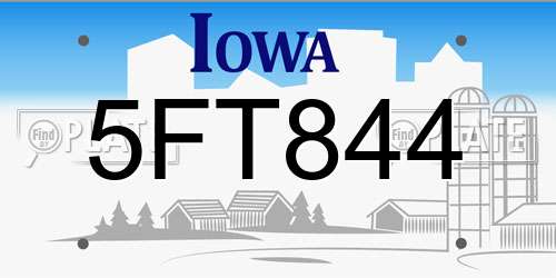 5FT844 Iowa License Plate