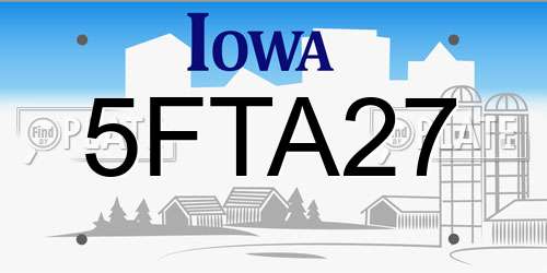 5FTA27 Iowa License Plate