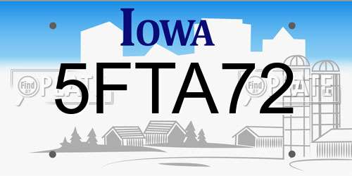 5FTA72 Iowa License Plate