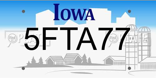 5FTA77 Iowa License Plate