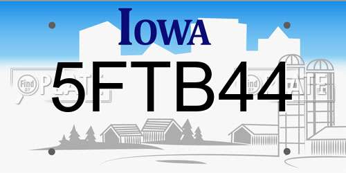 5FTB44 Iowa License Plate