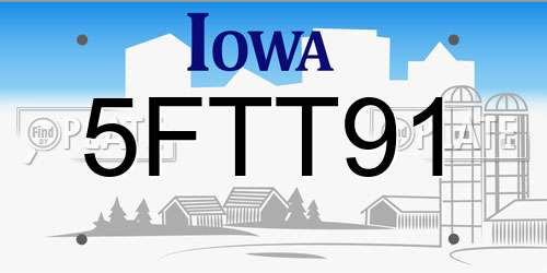5FTT91 Iowa License Plate