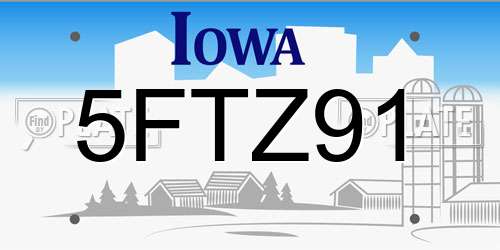 5FTZ91 Iowa License Plate