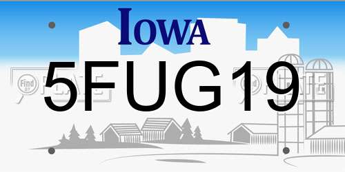 5FUG19 Iowa License Plate