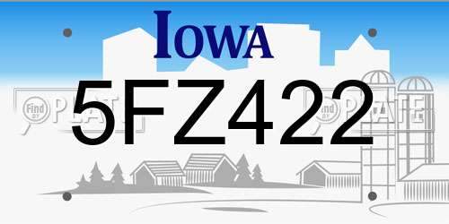 5FZ422 Iowa License Plate