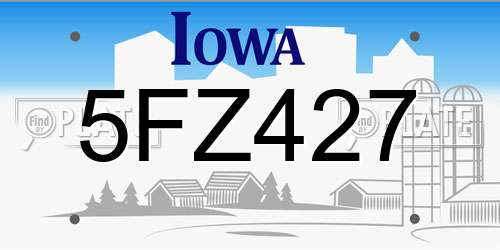 5FZ427 Iowa License Plate