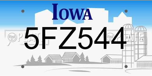 5FZ544 Iowa License Plate