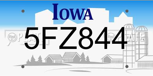 5FZ844 Iowa License Plate