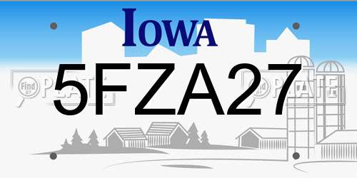 5FZA27 Iowa License Plate
