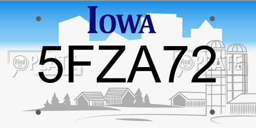 5FZA72 Iowa License Plate