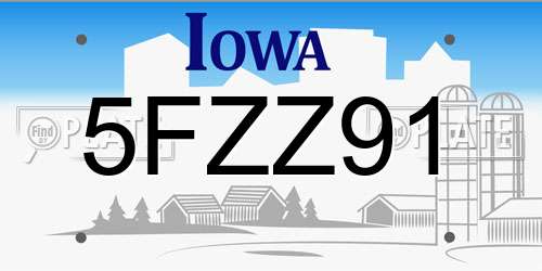 5FZZ91 Iowa License Plate