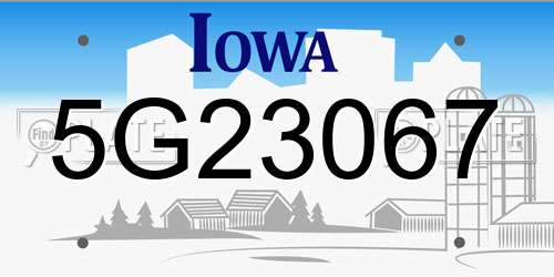 5G23067 Iowa License Plate