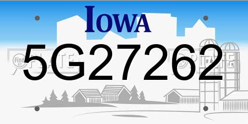 5G27262 Iowa License Plate