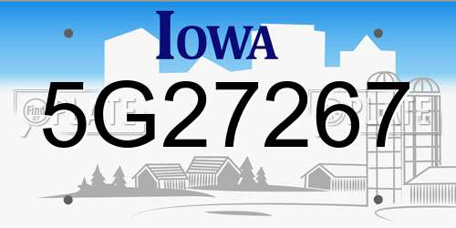 5G27267 Iowa License Plate
