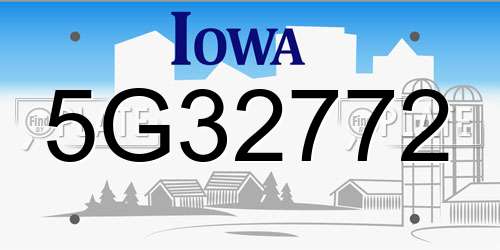 5G32772 Iowa License Plate