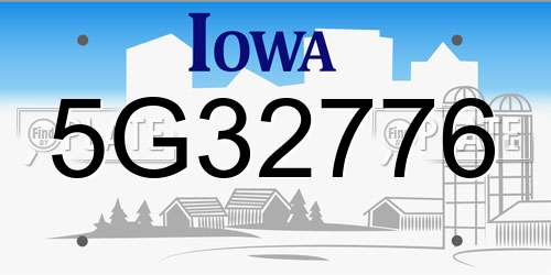 5G32776 Iowa License Plate