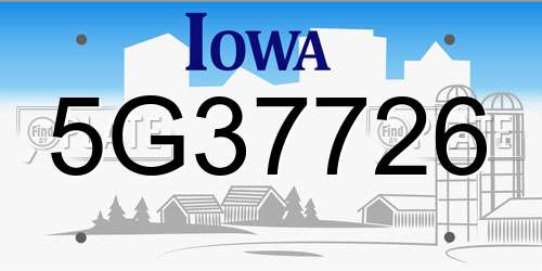 5G37726 Iowa License Plate