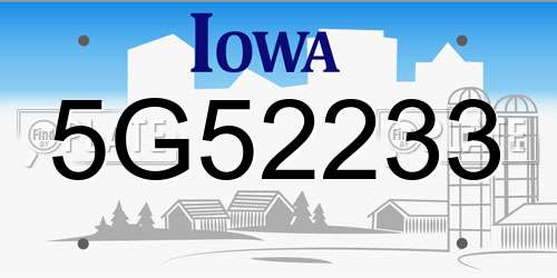 5G52233 Iowa License Plate