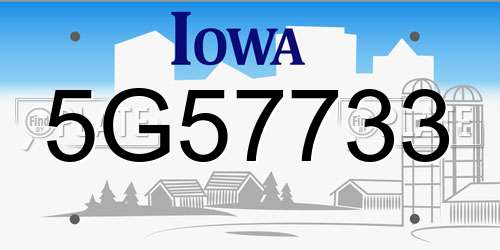5G57733 Iowa License Plate