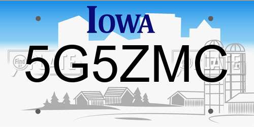 5G5ZMC Iowa License Plate