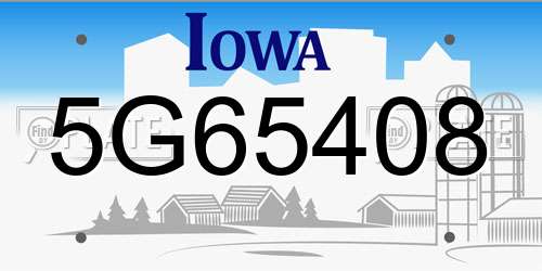 5G65408 Iowa License Plate