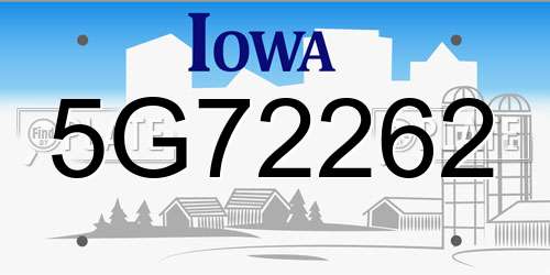 5G72262 Iowa License Plate